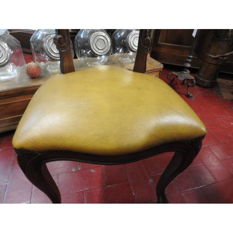 Pair Of Antique Chairs In Solid Walnut Mid 1800s Xix Century Luigi