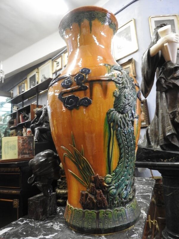 Grande vaso terracotta invetriata con fenice Cina epoca XX secolo