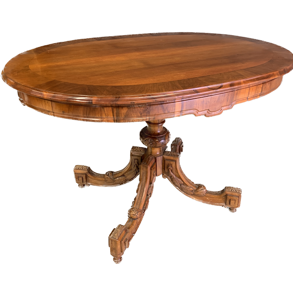 ELEGANT TABLE IN WALNUT AND WALNUT BRIAR BIEDERMEIER VIENNA CIRCA 1880